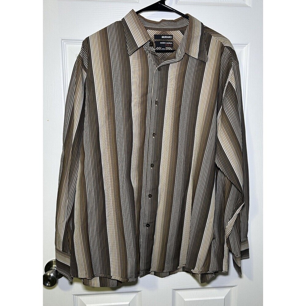 Murano Men’s Modern Comfort XLA Button Up Shirt Size XL Brown